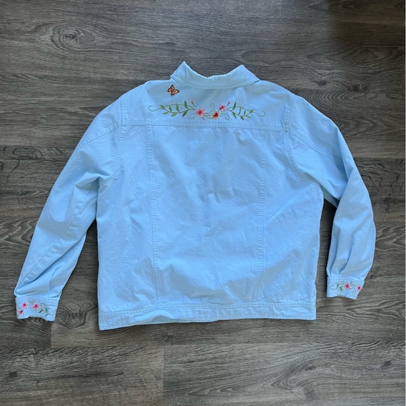 Victor Costa Occasion Embroidered Snap Up Denim Chambray Jacket Top size Large - Picture 2 of 10